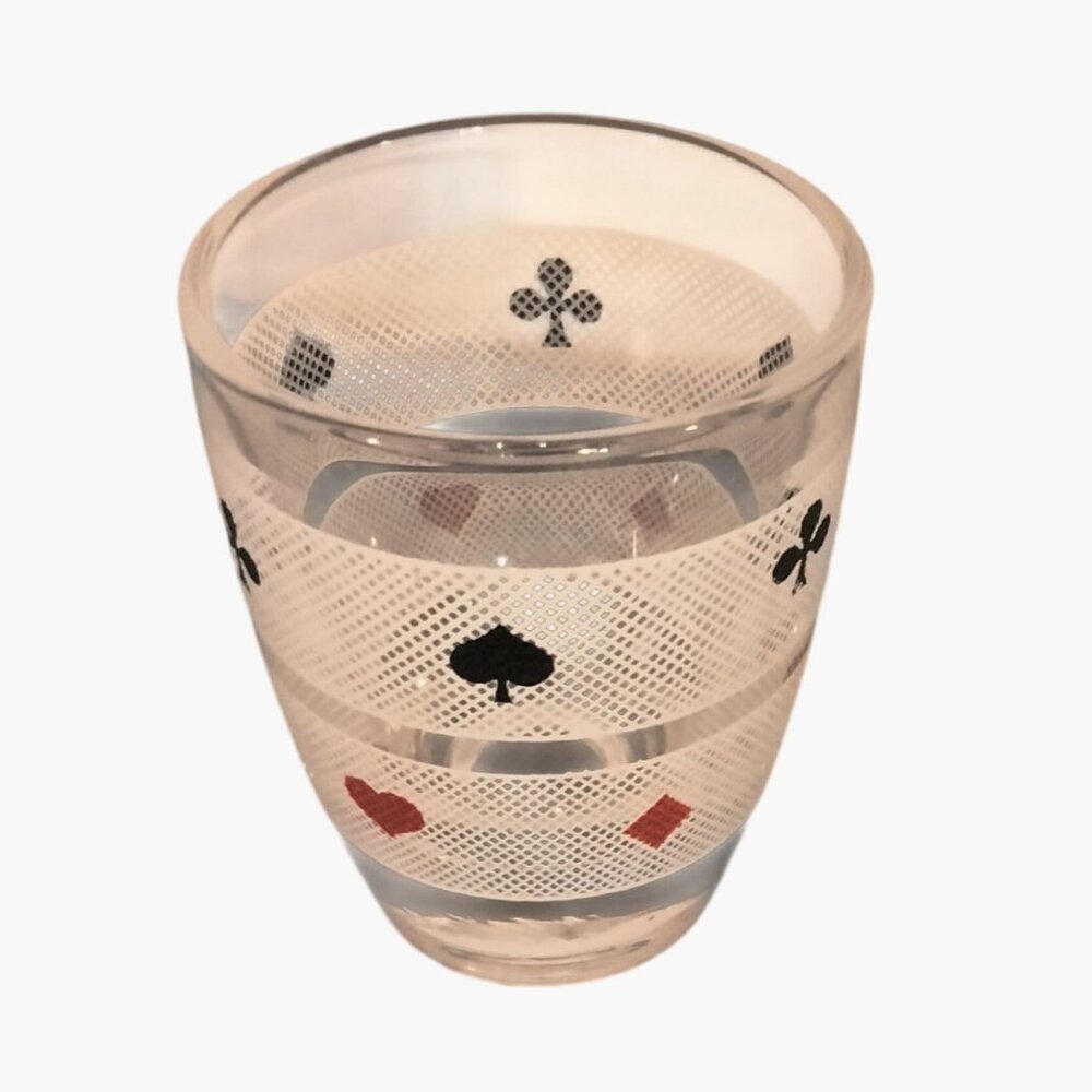 Vintage Shot Glass Playing Card Suits Heart Diamond Spade Club